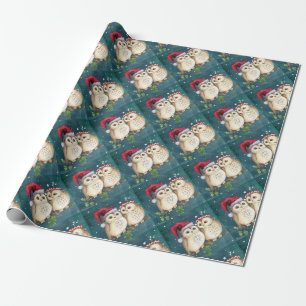 Merry-Kerstmas Owls Cadeaupapier