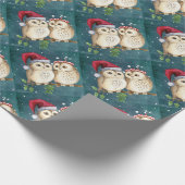 Merry-Kerstmas Owls Cadeaupapier (Hoek)