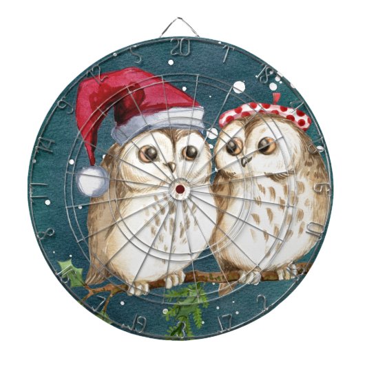 Merry-Kerstmas Owls Dartbord (Voorkant)