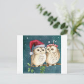 Merry-Kerstmas Owls Feestdagenkaart (Staand voorkant)