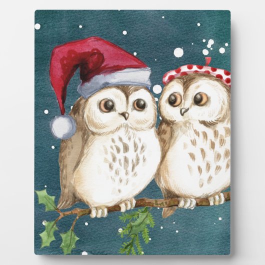 Merry-Kerstmas Owls Fotoplaat (Voorkant)