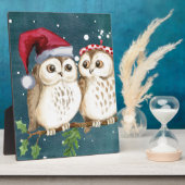Merry-Kerstmas Owls Fotoplaat (Zijkant)
