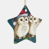 Merry-Kerstmas Owls Keramisch Ornament (Rechts)