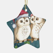 Merry-Kerstmas Owls Keramisch Ornament (Links)