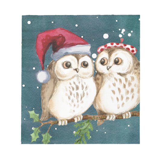 Merry-Kerstmas Owls Notitieblok (Voorkant)