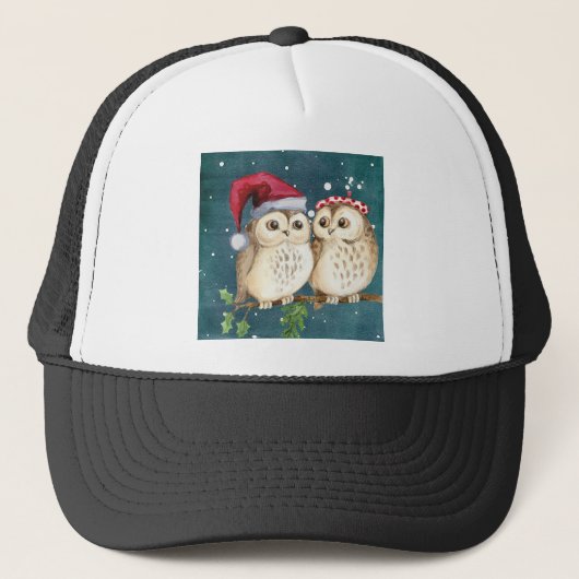 Merry-Kerstmas Owls Trucker Pet (Voorkant)