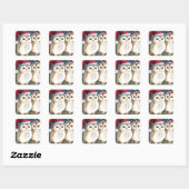 Merry-Kerstmas Owls Vierkante Sticker (Vel)
