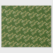Merry Kerstmetallic goulic script, groen Cadeaupapier (Vlak)