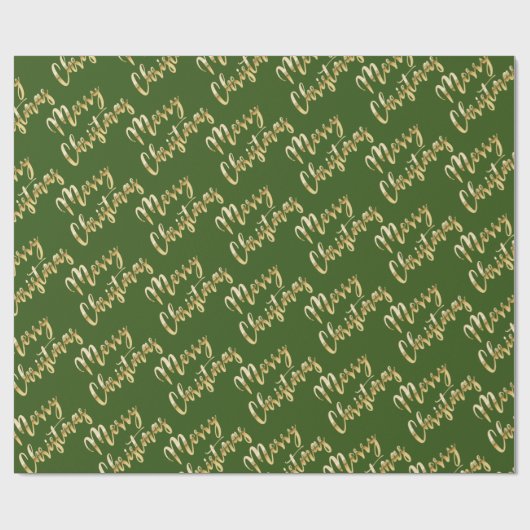 Merry Kerstmetallic goulic script, groen Cadeaupapier (Vlak)