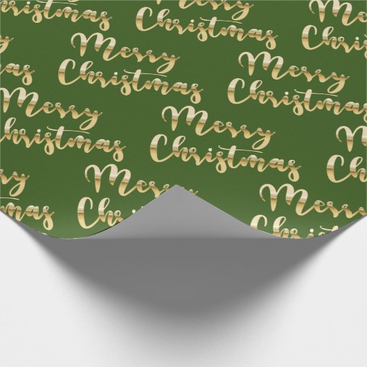 Merry Kerstmetallic goulic script, groen Cadeaupapier (Hoek)