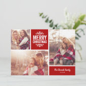 Merry Kerstmis 3 Foto Collage Feestdagenkaart (Staand voorkant)