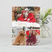 Merry Kerstmis 3 Foto Collage Feestdagenkaart (Staand voorkant)