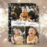 Merry Kerstmis 3 Foto Collage Feestdagenkaart<br><div class="desc">Op de kerstkaarten met meerdere foto's is er vrolijk kerstfeest in het teken op de sneeuw in het midden. Upload enkel drie foto's en voeg uw familiegroet en namen op de rug toe. *VERANDERT de kleur op de rug met ons het Uitgeven Hulpmiddel. Selecteer High Definition voor de beste fotokwaliteit....</div>