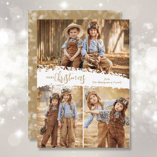 Merry Kerstmis 3 Foto Collage Feestdagenkaart