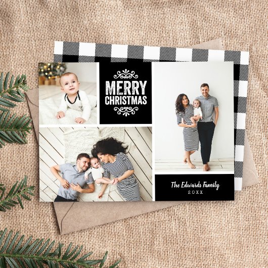 Merry Kerstmis 3 Foto Collage Feestdagenkaart
