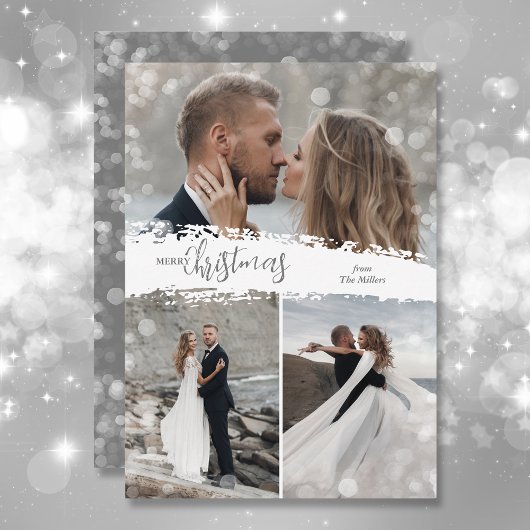 Merry Kerstmis 3 Foto Collage Feestdagenkaart