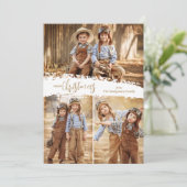 Merry Kerstmis 3 Foto Collage Feestdagenkaart (Staand voorkant)