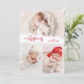 Merry Kerstmis 3 Foto Collage Feestdagenkaart (Staand voorkant)