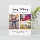 Merry Kerstmis 3 Foto Collage Grandouders Holid Feestdagenkaart (Staand voorkant)