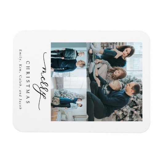 Merry Kerstmis 3 Foto Collage Modern Chic Magneet (Horizontaal)