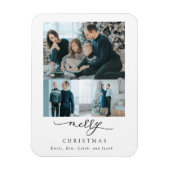 Merry Kerstmis 3 Foto Collage Modern Chic Magneet (Verticaal)