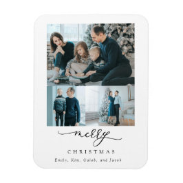 Merry Kerstmis 3 Foto Collage Modern Chic Magneet
