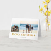Merry Kerstmis 3 Foto Collage Modern Xmas Kaart (Gele Bloem)