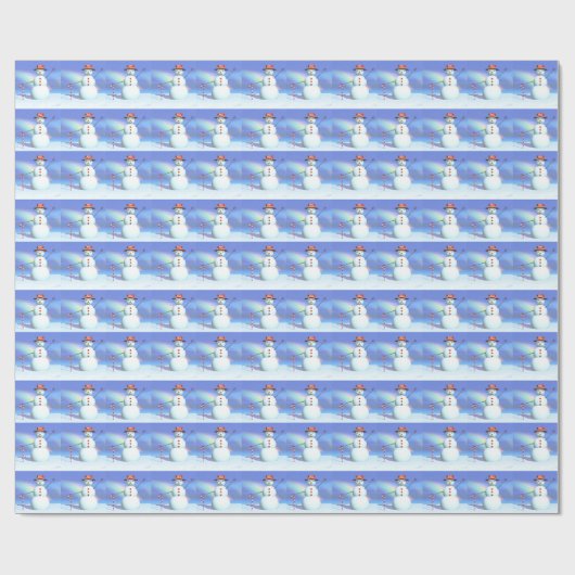 Merry Kerstmis 3D Snowman Cadeaupapier (Vlak)