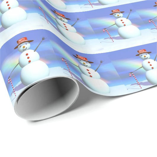 Merry Kerstmis 3D Snowman Cadeaupapier (Rol Hoek)