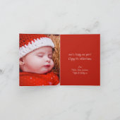 Merry Kerstmis 4 familiefoto's beer op doos rood Feestdagen Kaart (Binnen)