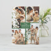 Merry Kerstmis 4 Foto Collage Feestdagenkaart (Staand voorkant)