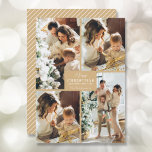 Merry Kerstmis 4 Foto Collage Feestdagenkaart<br><div class="desc">Uw achternaam en de groet Zacht Kerstmis en Gelukkig Nieuwjaar in het teken met uw favoriete vier fotocollage op de voorkant en uw voornamen op de achterkant van deze feestelijke groet kaarten. De Live Design Service kan u indien nodig helpen met de lay-out van uw ontwerp.</div>