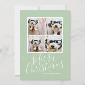 Merry Kerstmis 4 Foto Collage Snowflake Patroon Feestdagenkaart (Voorkant)