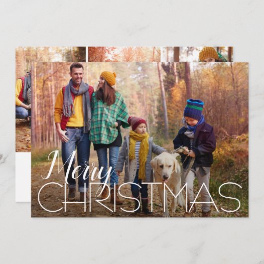 Merry Kerstmis 4 Foto Feestdagenkaart (Voorkant / Achterkant)