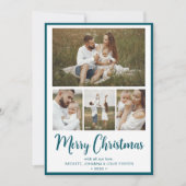 Merry Kerstmis 4 Foto Feestdagenkaart (Voorkant)