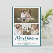 Merry Kerstmis 4 Foto Feestdagenkaart (Staand voorkant)