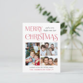 Merry Kerstmis 4 Foto Feestdagenkaart (Staand voorkant)