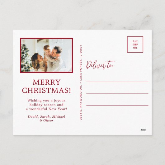 Merry Kerstmis 4 Foto Feestdagenkaart (Achterkant)