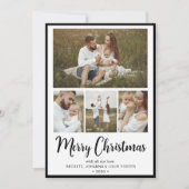 Merry Kerstmis 4 Foto Feestdagenkaart (Voorkant)