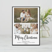 Merry Kerstmis 4 Foto Feestdagenkaart (Staand voorkant)