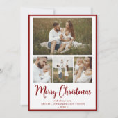 Merry Kerstmis 4 Foto Feestdagenkaart (Voorkant)