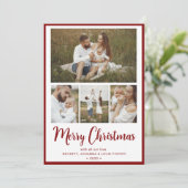 Merry Kerstmis 4 Foto Feestdagenkaart (Staand voorkant)