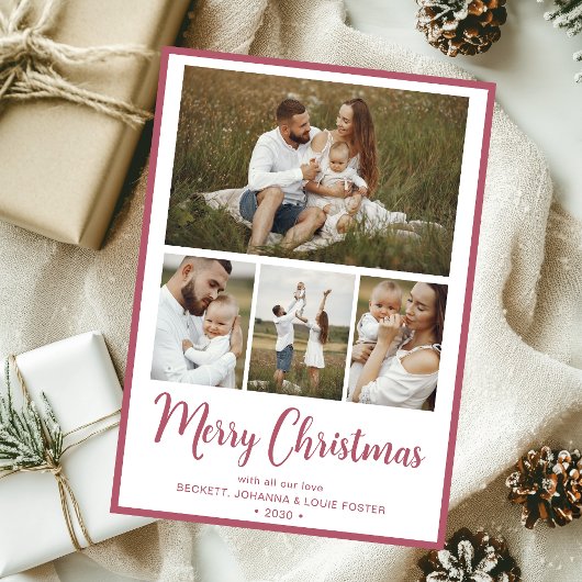 Merry Kerstmis 4 Foto Feestdagenkaart