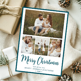 Merry Kerstmis 4 Foto Feestdagenkaart