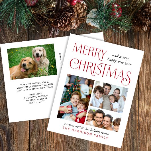 Merry Kerstmis 4 Foto Feestdagenkaart