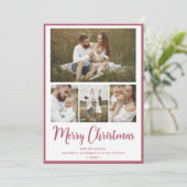 Merry Kerstmis 4 Foto Feestdagenkaart (Staand voorkant)