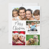 Merry Kerstmis 4 Foto Feestdagenkaart (Voorkant)