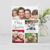 Merry Kerstmis 4 Foto Feestdagenkaart (Staand voorkant)