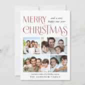 Merry Kerstmis 4 Foto Feestdagenkaart (Voorkant)