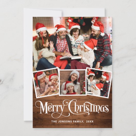Merry Kerstmis 4 PHOTO-groet Feestdagenkaart (Voorkant)